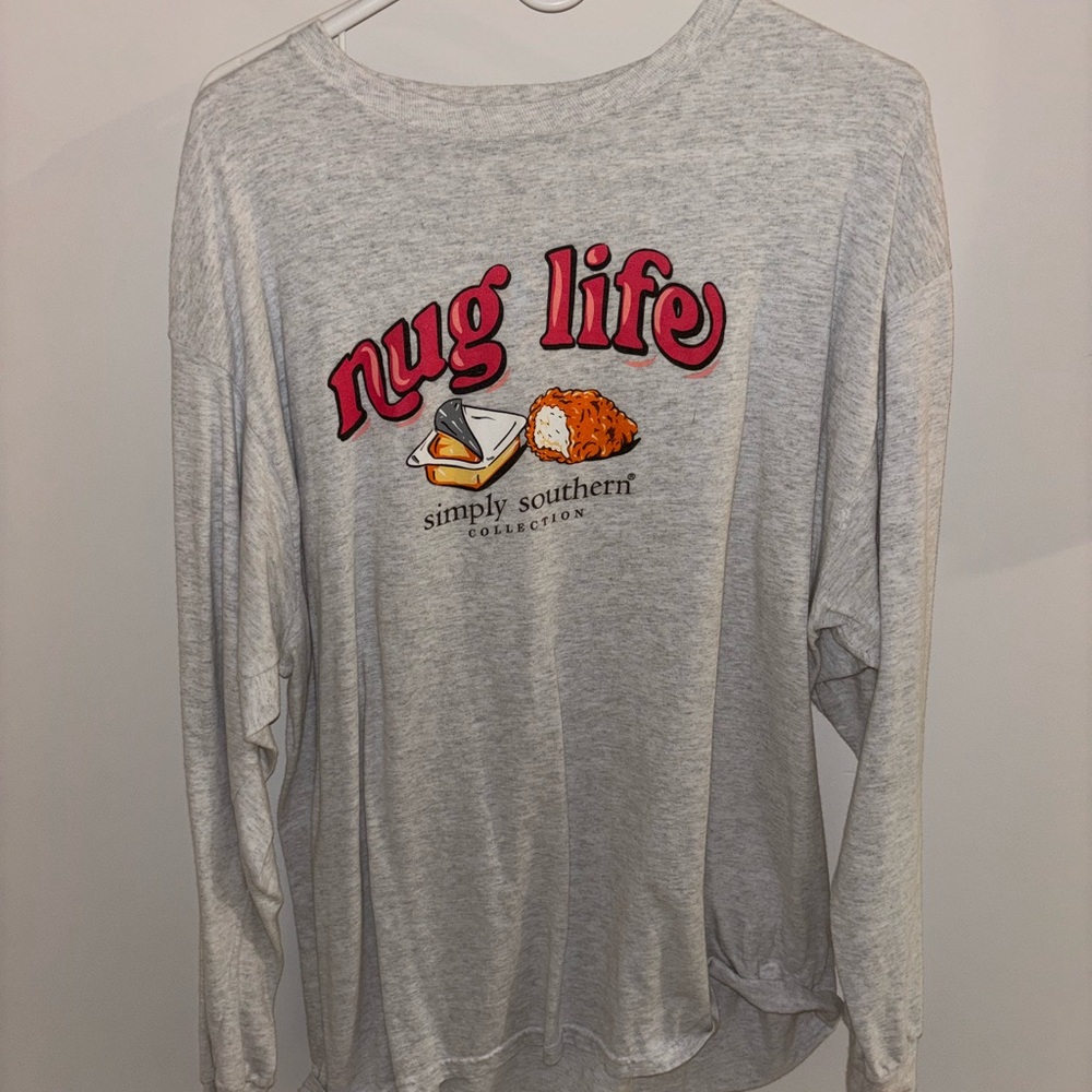 Simply Southern Light Gray 'Nug Life' Long Sleeve Tee